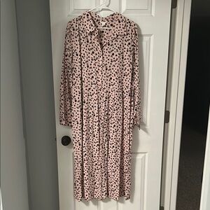 Caslon Blush and Black Patterned Long Sleeve Dress